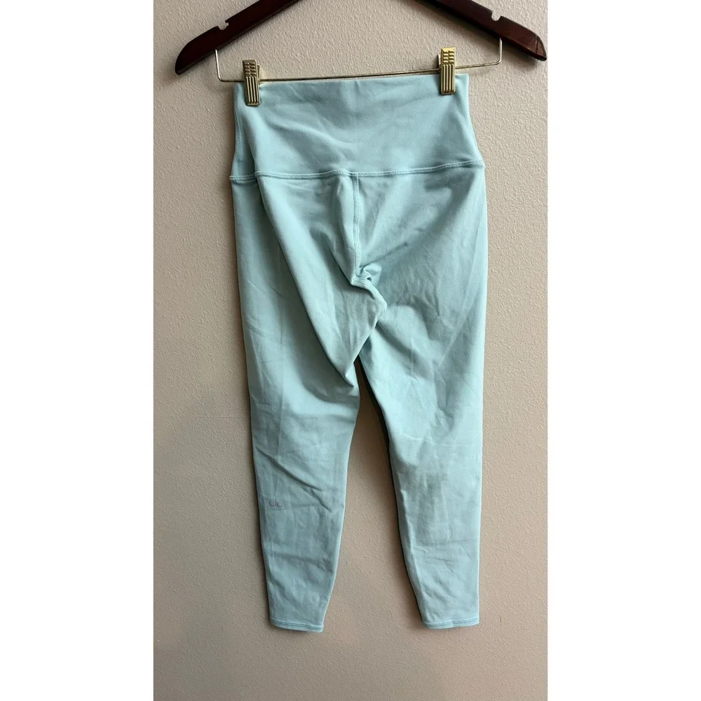Alo Yoga Leggings Small High Waist Airbrush‎ 7/8 Aqua Blue Athletic Yoga Pants